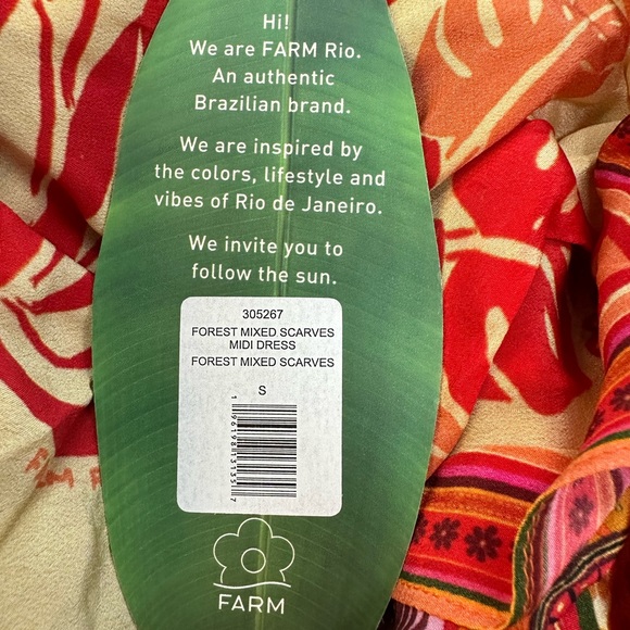 NWT FARM Rio Forest Mixed Scarves Midi Dress - Picture 7 of 8